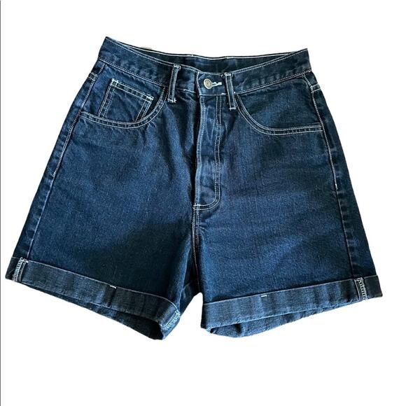 VTG Guess High Rise Boyfriend SHORTS Womens 27 Black Denim Y2K 90s Button Down - Picture 1 of 7
